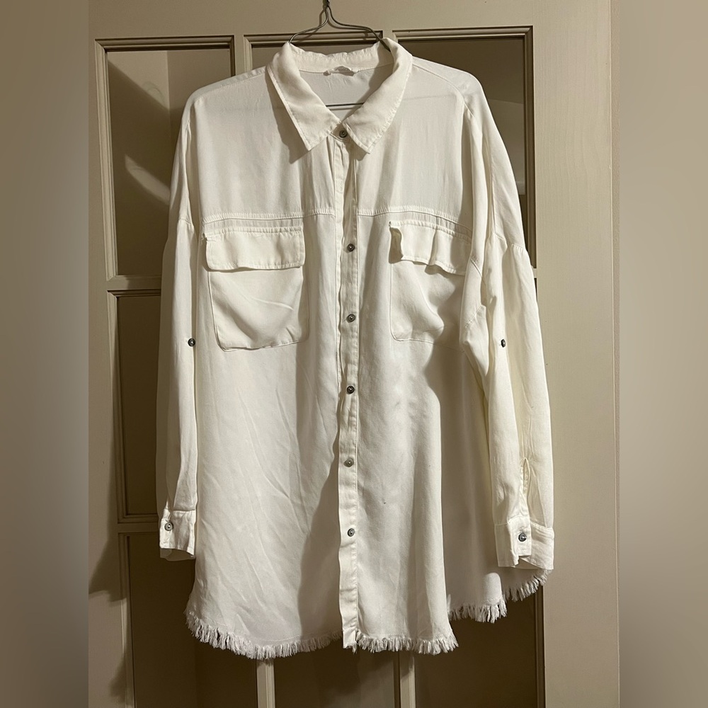 Chic Soul Cream Button-Up Blouse